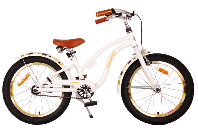 Vélo d'enfant Volare Miracle Cruiser - Filles - 18 pouces - Blanc - Prime Collection