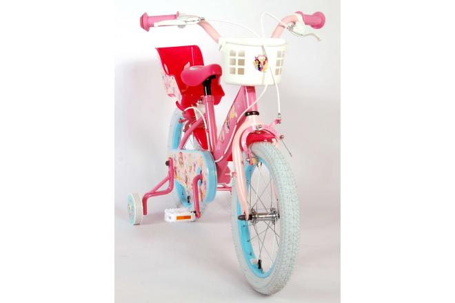 Vélo pour enfants Disney Princesse - Filles - 16 pouces - Rose Bleu - Freins à deux mains