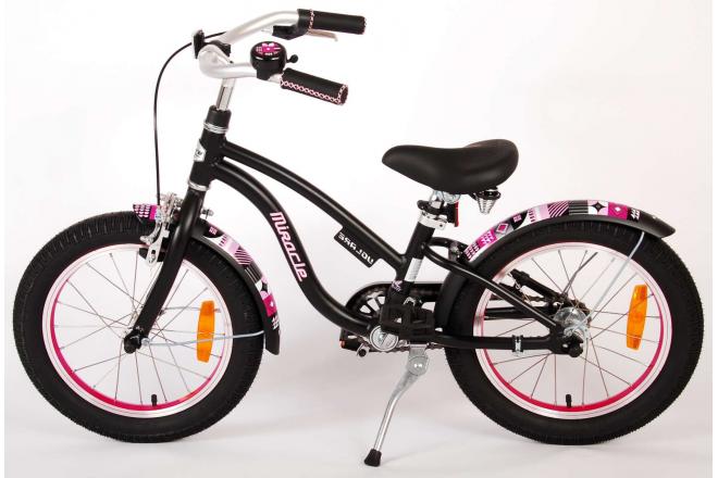 Vélo d'enfant Volare Miracle Cruiser - Filles - 16 pouces - Noir mat - Prime Collection