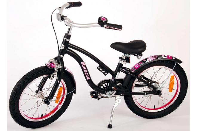 Vélo d'enfant Volare Miracle Cruiser - Filles - 16 pouces - Noir mat - Prime Collection