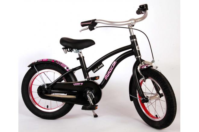 Vélo d'enfant Volare Miracle Cruiser - Filles - 14 pouces - Noir mat - Prime Collection