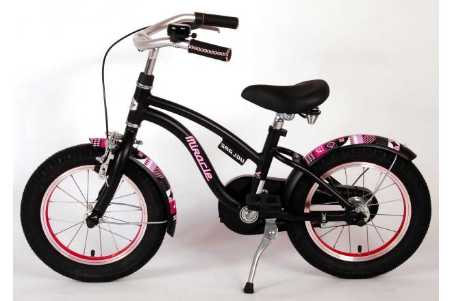 Vélo d'enfant Volare Miracle Cruiser - Filles - 14 pouces - Noir mat - Prime Collection