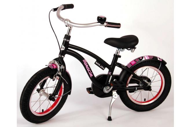 Vélo d'enfant Volare Miracle Cruiser - Filles - 14 pouces - Noir mat - Prime Collection