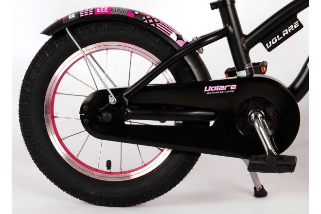 Vélo d'enfant Volare Miracle Cruiser - Filles - 14 pouces - Noir mat - Prime Collection