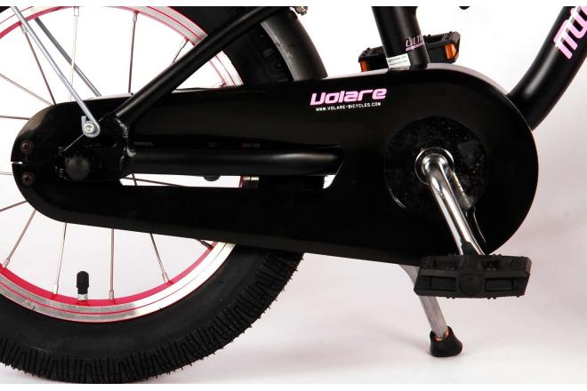 Vélo d'enfant Volare Miracle Cruiser - Filles - 14 pouces - Noir mat - Prime Collection