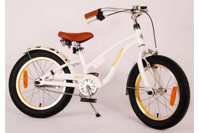 Vélo d'enfant Volare Miracle Cruiser - Filles - 16 pouces - Blanc - Prime Collection