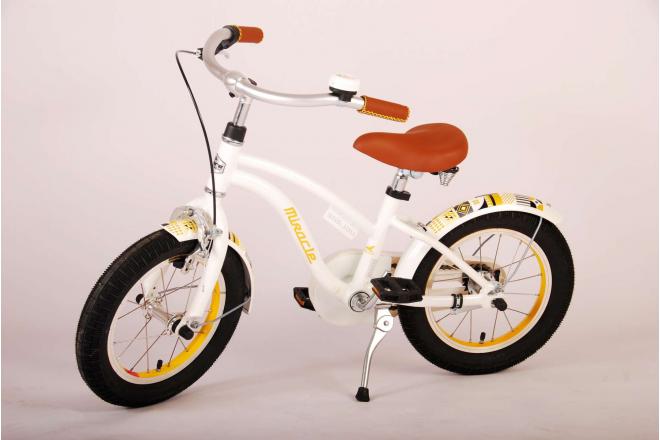 Vélo d'enfant Volare Miracle Cruiser - Filles - 14 pouces - Blanc - Prime Collection