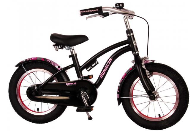 Vélo d'enfant Volare Miracle Cruiser - Filles - 14 pouces - Noir mat - Prime Collection