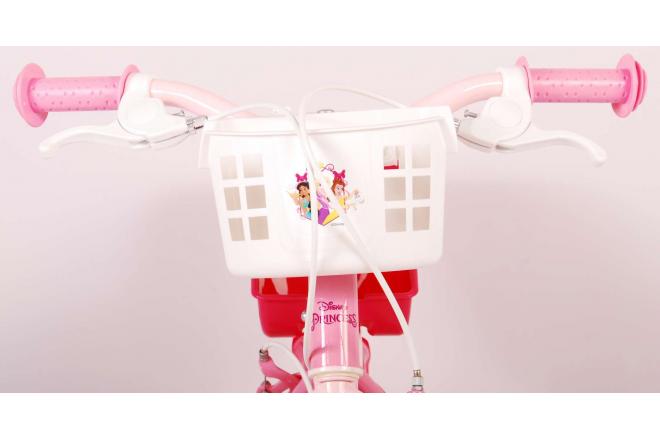 Vélo pour enfants Disney Princesse - Filles - 12 pouces - Rose - Siège de poupées - Deux freins à main