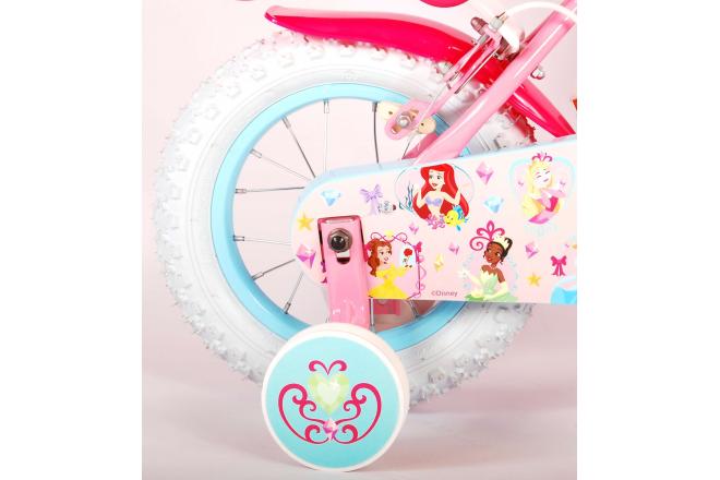 Vélo pour enfants Disney Princesse - Filles - 12 pouces - Rose - Siège de poupées - Deux freins à main