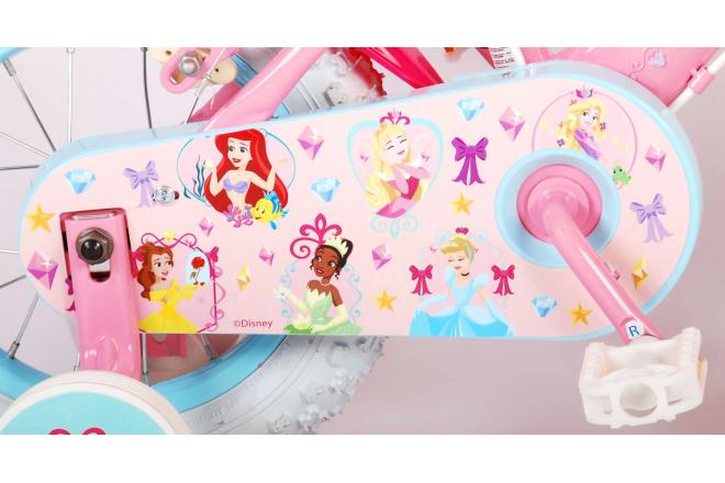 Vélo pour enfants Disney Princesse - Filles - 12 pouces - Rose - Siège de poupées - Deux freins à main