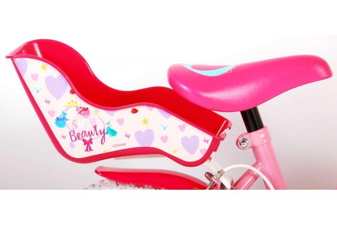 Vélo pour enfants Disney Princesse - Filles - 12 pouces - Rose - Siège de poupées - Deux freins à main