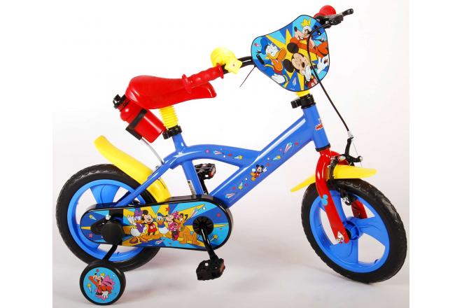 Vélo pour enfants Disney Mickey - Garçons et filles - 12 pouces - Rouge Bleu - Système transversal