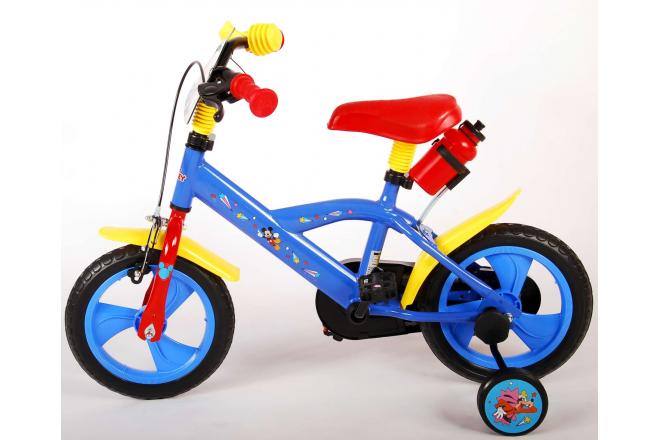 Vélo pour enfants Disney Mickey - Garçons et filles - 12 pouces - Rouge Bleu - Système transversal