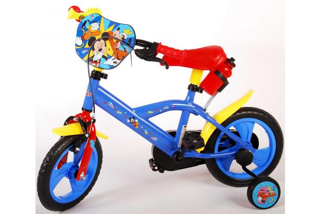 Vélo pour enfants Disney Mickey - Garçons et filles - 12 pouces - Rouge Bleu - Système transversal