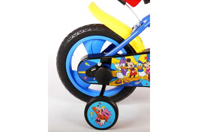 Vélo pour enfants Disney Mickey - Garçons et filles - 12 pouces - Rouge Bleu - Système transversal