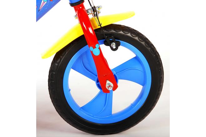 Vélo pour enfants Disney Mickey - Garçons et filles - 12 pouces - Rouge Bleu - Système transversal