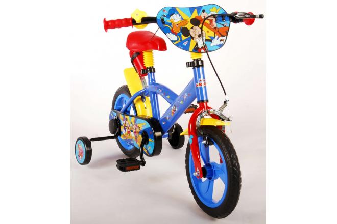 Vélo pour enfants Disney Mickey - Garçons et filles - 12 pouces - Rouge Bleu - Système transversal