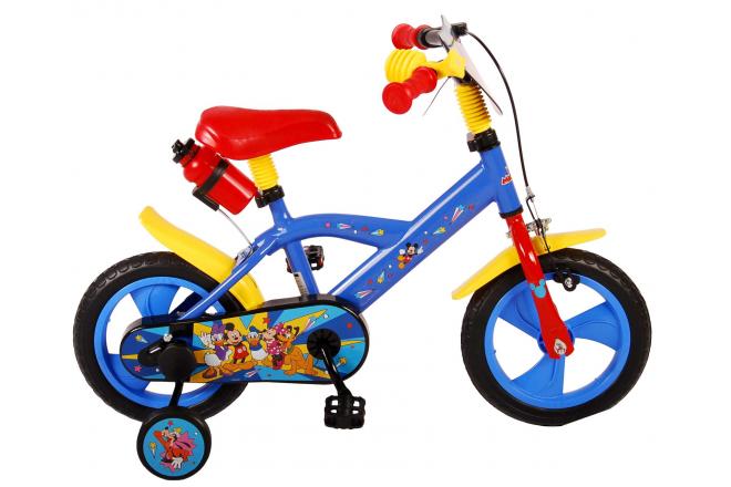 Vélo pour enfants Disney Mickey - Garçons et filles - 12 pouces - Rouge Bleu - Système transversal