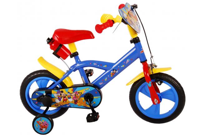 Vélo pour enfants Disney Mickey - Garçons et filles - 12 pouces - Rouge Bleu - Système transversal