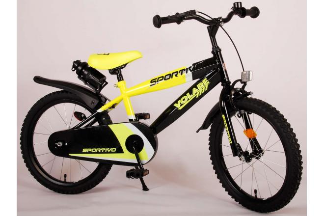 Vélo enfant Volare Sportivo - Garçons - 18 pouces - Néon Jaune Noir