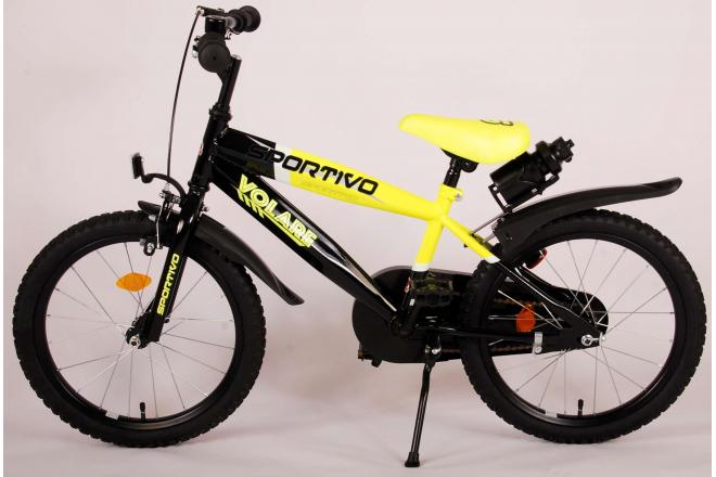Vélo enfant Volare Sportivo - Garçons - 18 pouces - Néon Jaune Noir
