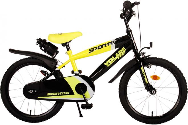 Vélo enfant Volare Sportivo - Garçons - 18 pouces - Néon Jaune Noir