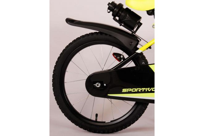 Vélo enfant Volare Sportivo - Garçons - 18 pouces - Néon Jaune Noir