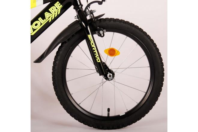 Vélo enfant Volare Sportivo - Garçons - 18 pouces - Néon Jaune Noir
