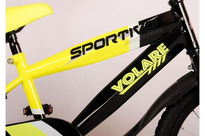 Vélo enfant Volare Sportivo - Garçons - 18 pouces - Néon Jaune Noir