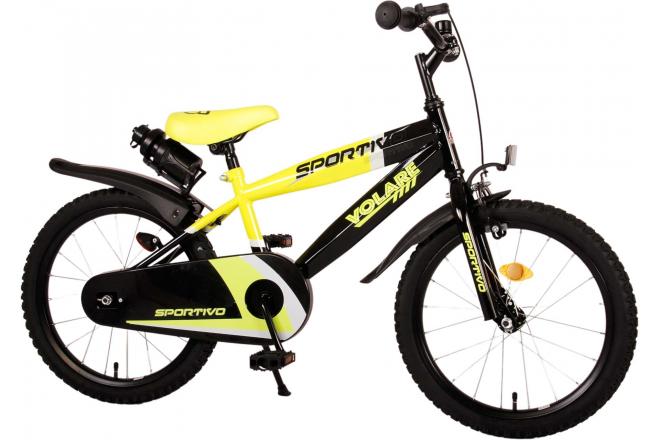 Vélo enfant Volare Sportivo - Garçons - 18 pouces - Néon Jaune Noir