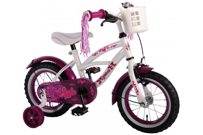 Volare Heart Cruiser Vélo enfants - Filles - 12 pouces - Blanc Violet