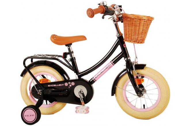 Vélo pour enfants Volare Excellent - Filles - 12 pouces - Noir