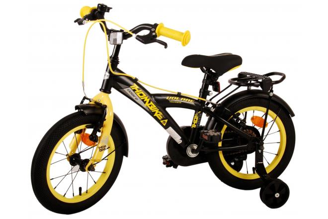 Volare Thombike Vélo pour enfants - Garçons - 14 pouces - Noir Jaune - Freins à deux mains