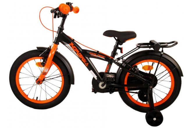 Volare Thombike Vélo pour enfants - Garçons - 16 pouces - Noir Orange - Freins à deux mains