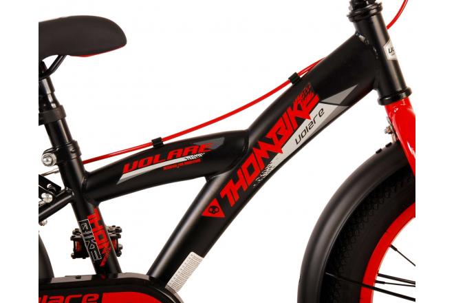 Volare Thombike Vélo pour enfants - Garçons - 16 pouces - Noir Rouge - Freins à deux mains