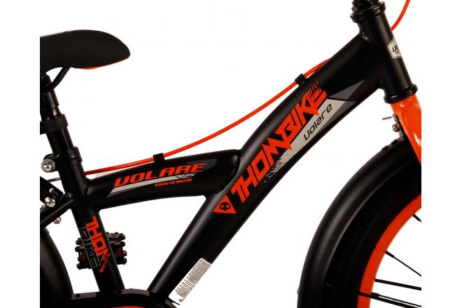 Volare Thombike Vélo pour enfants - Garçons - 18 pouces - Noir Orange - Freins à deux mains