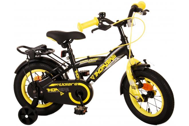 Volare Thombike Vélo pour enfants - Garçons - 12 pouces - Noir Jaune - Freins à deux mains