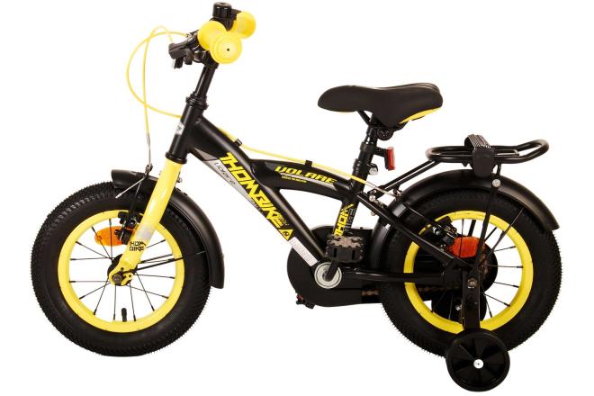 Volare Thombike Vélo pour enfants - Garçons - 12 pouces - Noir Jaune - Freins à deux mains