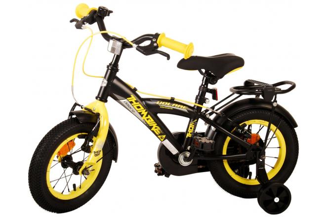 Volare Thombike Vélo pour enfants - Garçons - 12 pouces - Noir Jaune - Freins à deux mains