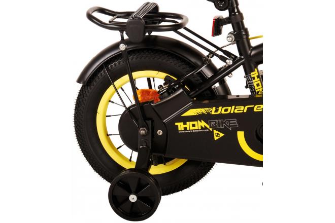 Volare Thombike Vélo pour enfants - Garçons - 12 pouces - Noir Jaune - Freins à deux mains