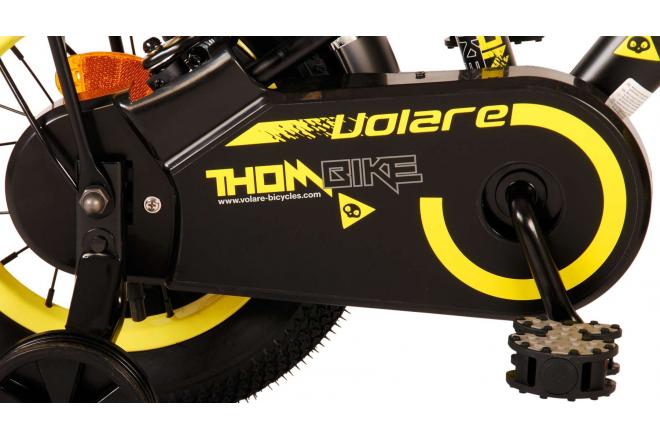 Volare Thombike Vélo pour enfants - Garçons - 12 pouces - Noir Jaune - Freins à deux mains