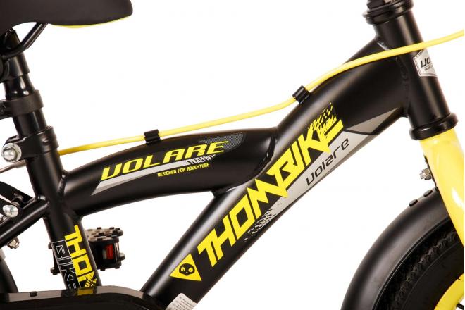 Volare Thombike Vélo pour enfants - Garçons - 12 pouces - Noir Jaune - Freins à deux mains