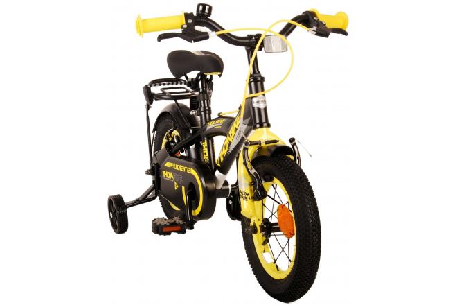 Volare Thombike Vélo pour enfants - Garçons - 12 pouces - Noir Jaune - Freins à deux mains