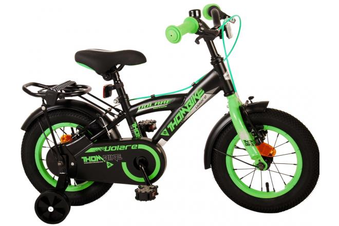Volare Thombike Vélo pour enfants - Garçons - 12 pouces - Noir Vert - Freins à deux mains