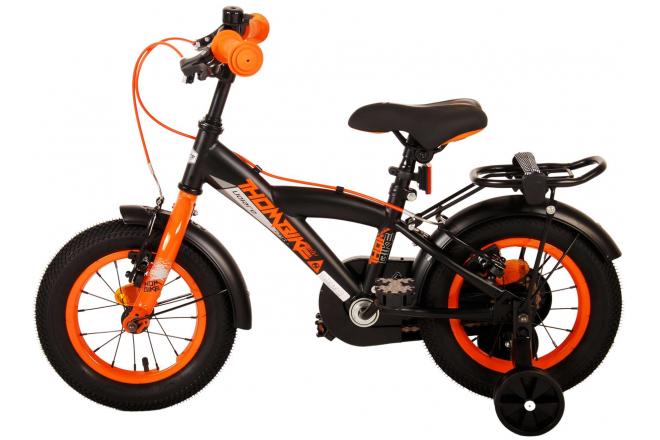 Volare Thombike Vélo pour enfants - Garçons - 12 pouces - Noir Orange - Freins à deux mains