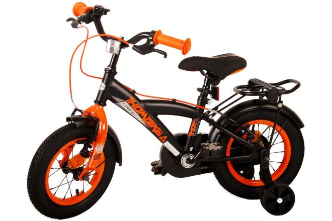 Volare Thombike Vélo pour enfants - Garçons - 12 pouces - Noir Orange - Freins à deux mains