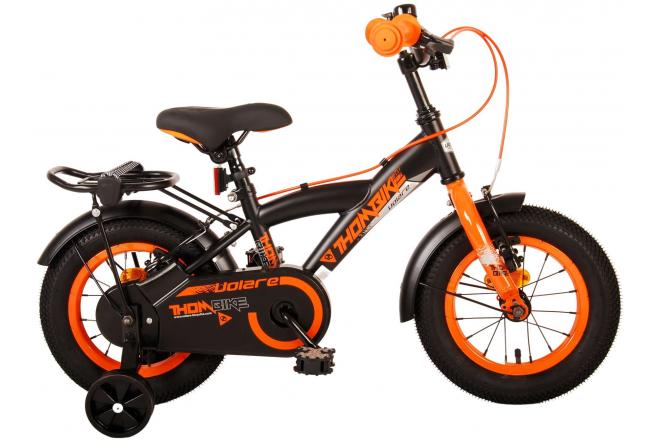 Volare Thombike Vélo pour enfants - Garçons - 12 pouces - Noir Orange - Freins à deux mains