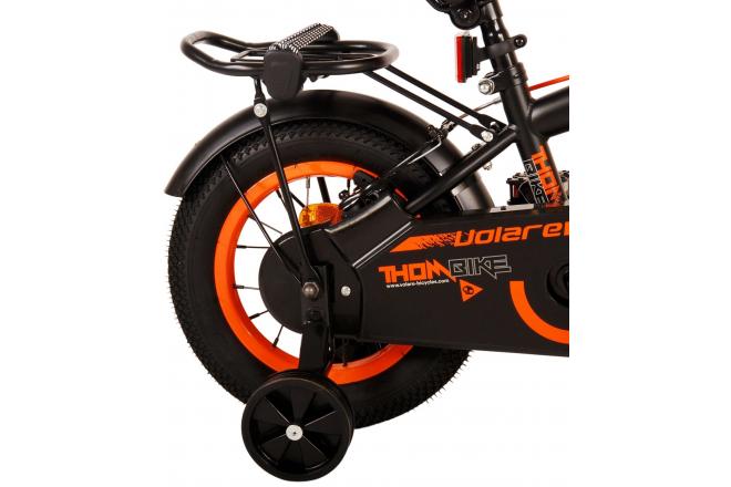 Volare Thombike Vélo pour enfants - Garçons - 12 pouces - Noir Orange - Freins à deux mains