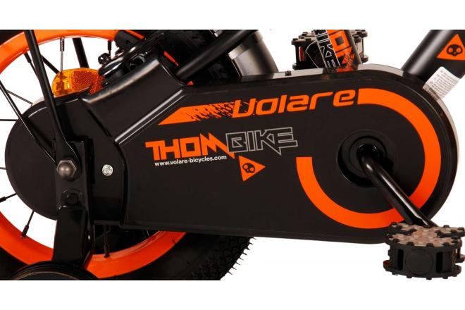 Volare Thombike Vélo pour enfants - Garçons - 12 pouces - Noir Orange - Freins à deux mains